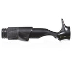 Casting reel seat with textured insert, threaded mounting end, and glossy hood