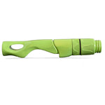 Spinning reel seat in light green, oval grip window and ribbed hood with threaded end