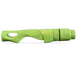 Spinning reel seat in light green, oval grip window and ribbed hood with threaded end