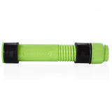 Lime green spinning reel seat with black end caps and threaded locking hood