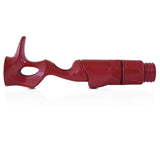 Red casting reel seat with textured hood and threaded locking end