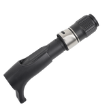 Black boat rod reel seat with silver insert and ridged hood nut