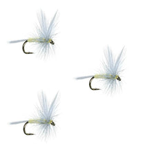 3-pack Pale Morning Dun dry flies: pale blue-gray and olive fibers, size 16 hooks