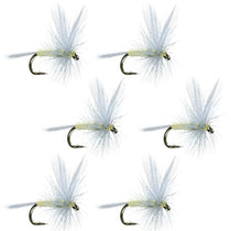 Dry fly set: light blue and white feather fly with gold bead on size 14 hook
