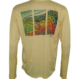 Men's Sun Protective Fishing Shirt Pale Yellow/Brown Trout