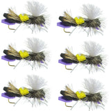 Parachute Chernobyl Ant Purple Foam Body Grasshopper Fly - 6 Flies Hook Size 10