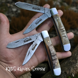 Personalized Trapper Knife Double Damascus Blades Sheath