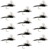 Parachute Black Gnat Classic Dry Fly - 12 Flies Size 16