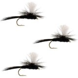 3 Pack Parachute Black Gnat Classic Dry Fly - Size 14