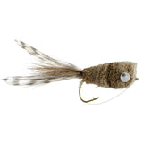 3 Pack Natural Deer Hair and Grizzly Bass Popper Size 8 Bass Fly Fishing Bug Wide Gape Bass Hooks With Weed Guard