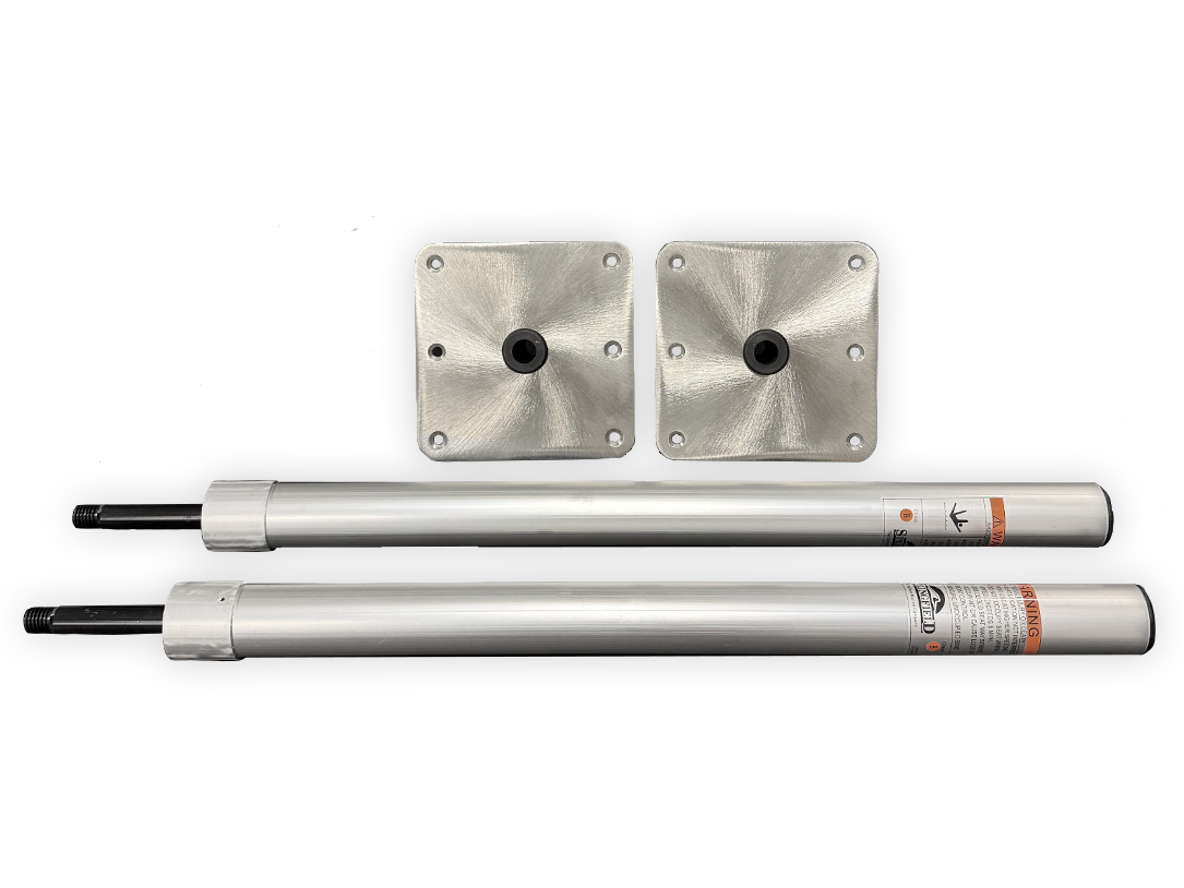 Leg brace posts and plates set: two silver plates with center bushing and two posts