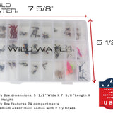 Premium Fly Assortment, 123 Flies | 2 Clear Fly Boxes | Wild Water Fly Fishing