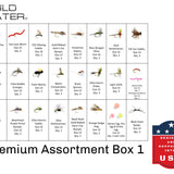 Premium Fly Assortment, 123 Flies | 2 Clear Fly Boxes | Wild Water Fly Fishing