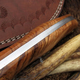 Full Tang Hunter Bowie Knife with Custom Handcrafted Damascus Steel Blade & Olive Wood Handle - 17 Inches