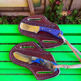 Premium Cowboy Knives Set - D2 Steel & Rasp Bull Cutter with Pine-Cone & Rosewood Epoxy Handles