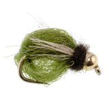 Bead Head LaFontaine Olive Deep Sparkle Caddis Pupa - 12 Flies Size 18