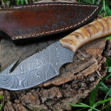 Custom Handmade Damascus Steel Guthook Skinning Knife