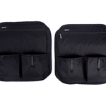 Two black storage panels with front zipper and organizer pockets