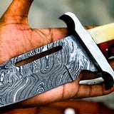 Rambo Knife for Texans - Custom Handmade Damascus Bowie with Exotic Wood & Bone Handle