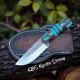Ranch Knife with Turquoise Epoxy Rosewood Handle – 8.5"