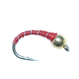 Bead Head Red Zebra Midge Still Water Nymph 6 Flies Hook Size 14