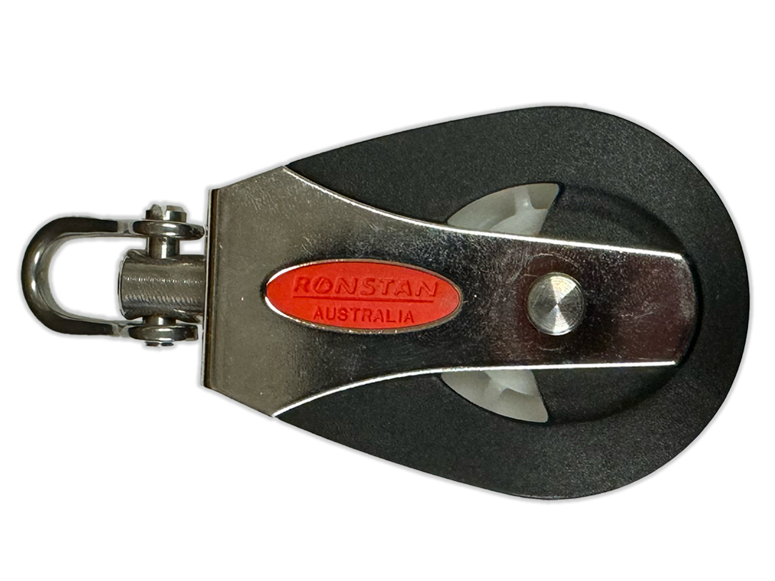 Ronstan 12mm pulley with metal sheave and snap hook eye for rope