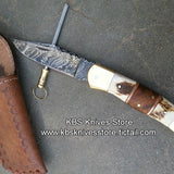 Everyday Carry Custom Handcrafted Damascus Steel Double Blade Folding Pocket Knife – The Dual Edge