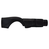 Black spinning reel seat with textured hood grip and threaded end