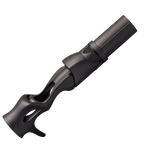 Black casting reel seat with textured hood and locking nut area