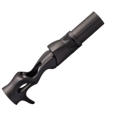 Black casting reel seat with textured hood and locking nut area