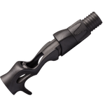 Black casting reel seat with locking hood and trigger-style grip