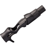Black casting reel seat with locking hood and trigger-style grip