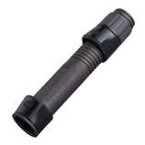 Dark spinning reel seat with textured grip tube and knurled end sections