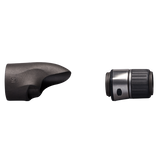 Spinning reel seat hood and nut set in dark gray with metal threaded insert