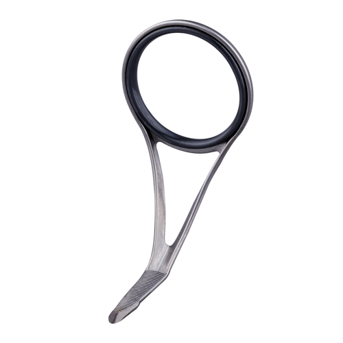 Single-foot guide with black ring and silver body, grooved single foot