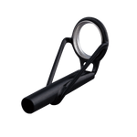 Fishing rod tip top with black frame and stainless steel ring