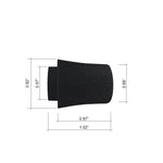 EVA grip sleeve with size measurements, dark gray/black curved end