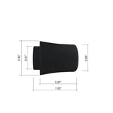 EVA grip sleeve with size measurements, dark gray/black curved end