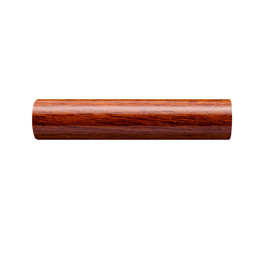 Dark rosewood fly reel seat insert, cylindrical with rich reddish-brown grain