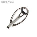 Seaguide Tip Top XRT fishing rod guide frame, silver frame with black ring