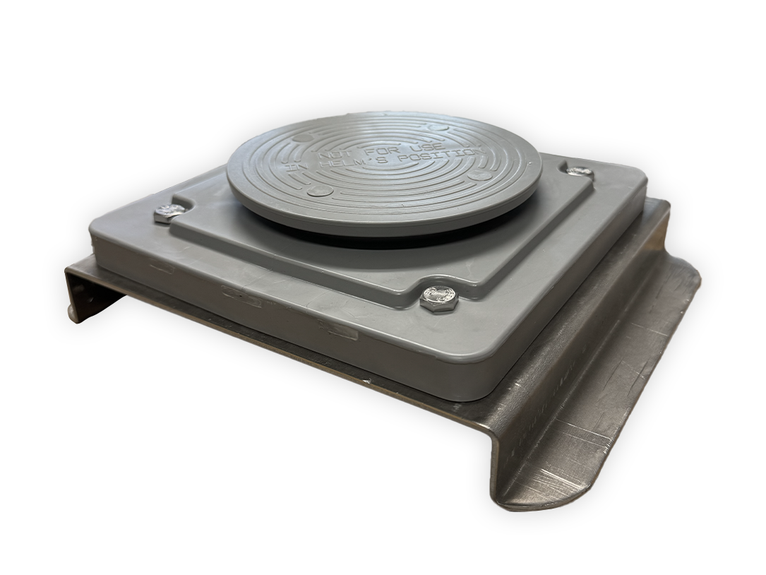 Metal sliding base plate with circular center and quick disconnect latch