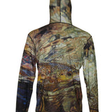 Secluded Brown Graphic Fishing Hoodie