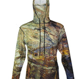 Secluded Brown Graphic Fishing Hoodie