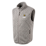 Men's heather-gray heated knit vest with full-zip and high collar