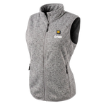 Women's heather gray heated knit vest with full front zipper and high stand collar