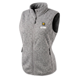 Women's heather gray heated knit vest with full front zipper and high stand collar
