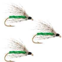 Green and brown partridge feather wet fly on gold hook