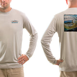 Men's Sun Protective Fishing Shirt Grey/Whiplash Rainbow Trout