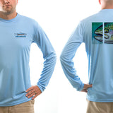 Men's Sun Protective Fishing Shirt Columbia Blue/Rainbow Trout
