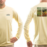 Men's Sun Protective Fishing Shirt Pale Yellow/Brown Trout